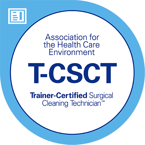 Association for the Health Care Environment Trainer Certified Surgical Cleaning Technician (T-CSCT) Badge